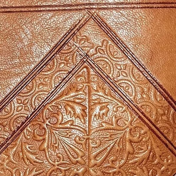 Navajo Western Leather Handbag Tote Hand Tooled 11"x12" - Picture 4 of 4